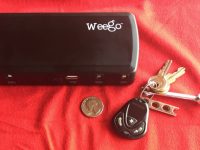 Size comparison of a Weego JS12 to a set of car keys and a quarter