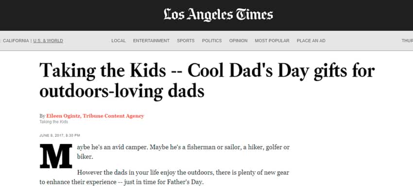 LA Times Lists Weego on their Top Ten list for Dad's Day Gift Ideas